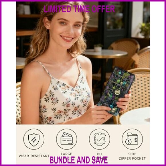 RFID Blocking Bifold Wallet with Zipper Coin Pocket, PU Leather Travel Billfold - Picture 3 of 7